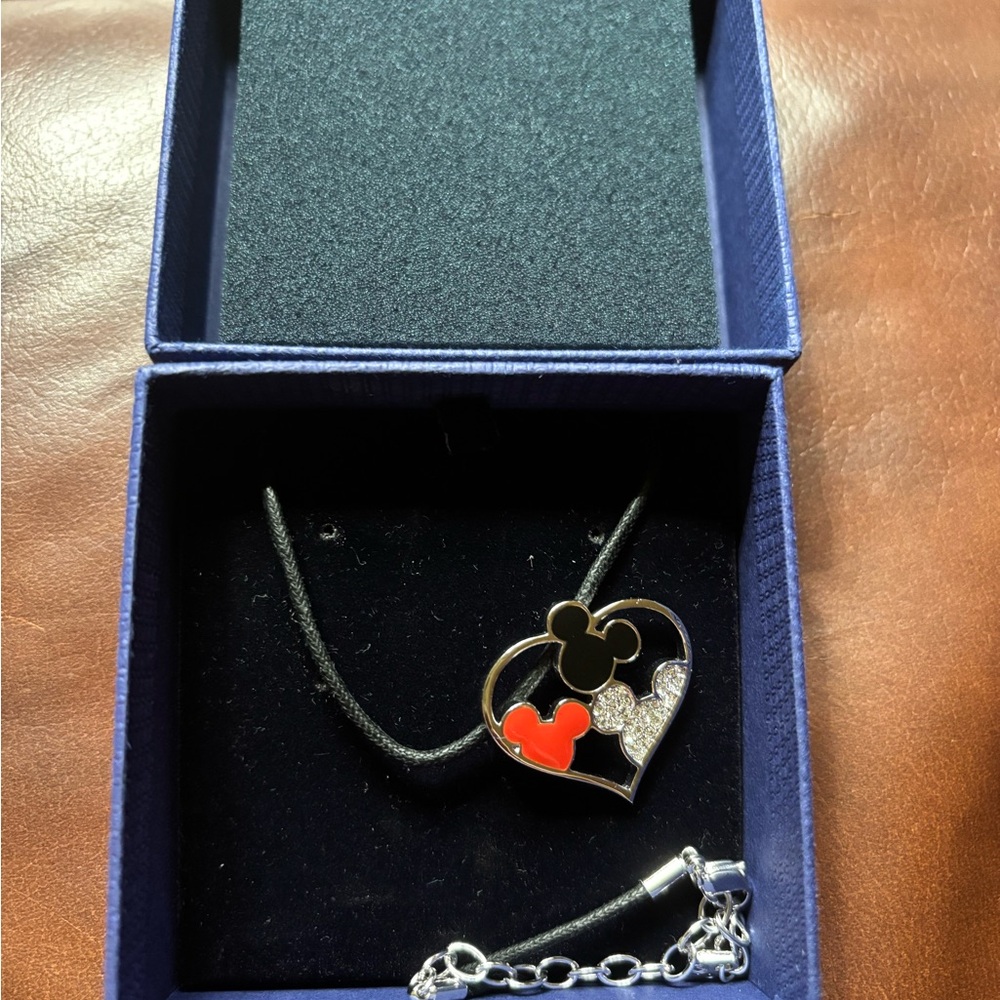 NIB Rare Swarovski Mickey Disney Enamel Necklace